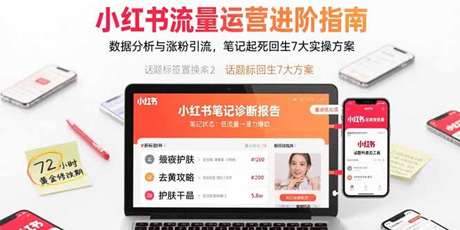小红书流量运营进阶指南，数据分析与涨粉引流，笔记起死回生7大实操方案-月亮湾网创资源站