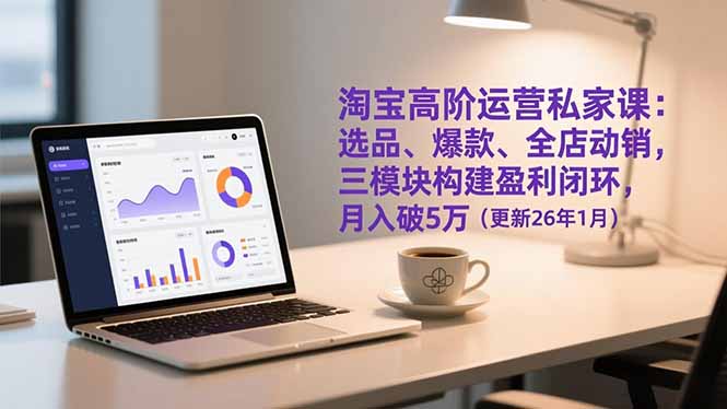 淘宝高阶运营私家课：选品、爆款、全店动销，三模块构建盈利闭环，月入破5万(更新26年1月-月亮湾网创资源站