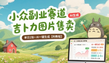 小众副业赛道 吉卜力图片售卖 单日2张+ AI一键生成【附教程】-月亮湾网创资源站