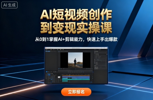 AI短视频创作到变现实操课，从0到1掌握AI+剪辑能力，快速上手出爆款(更新10月)-月亮湾网创资源站