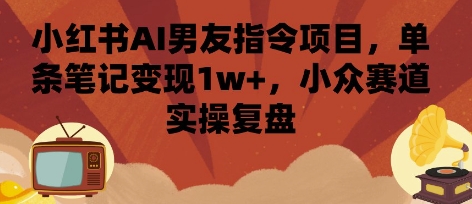 小红书AI男友指令项目，单条笔记变现1w+，小众赛道实操复盘-月亮湾网创资源站