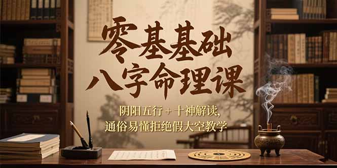 零基础八字命理课，阴阳五行+十神解读，通俗易懂拒绝假大空教学-月亮湾网创资源站