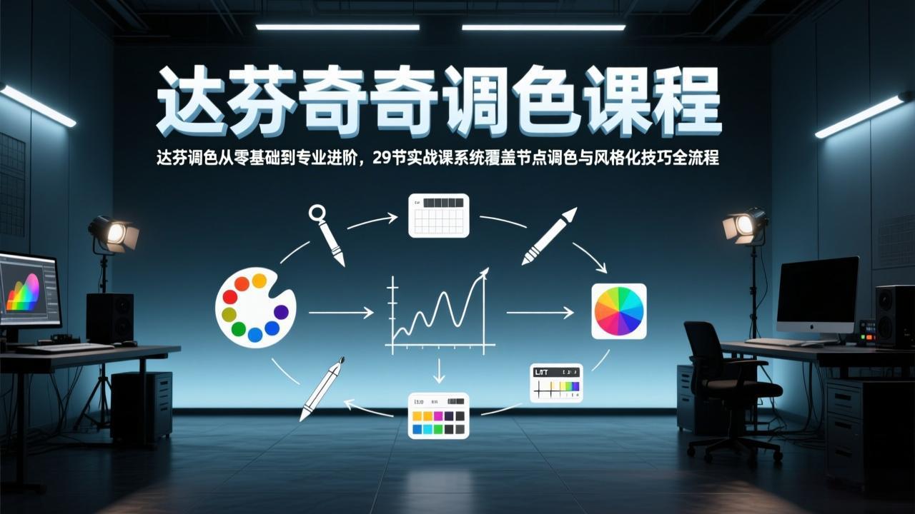 达芬奇调色从零基础到专业进阶，29节实战课系统覆盖节点调色与风格化技巧全流程-月亮湾网创资源站