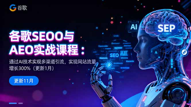 谷歌SEO与AEO实战课程：通过AI技术实现多渠道引流，实现网站流量增长300%-月亮湾网创资源站