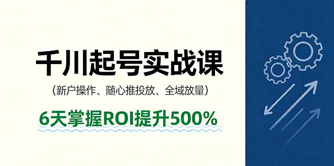 抖音千川起号实战课，新户操作,随心推投放,全域放量，6天掌握ROI提升500%-月亮湾网创资源站