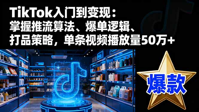 TikTok入门到变现：掌握推流算法、爆单逻辑、打品策略，单条视频播放量50w-月亮湾网创资源站