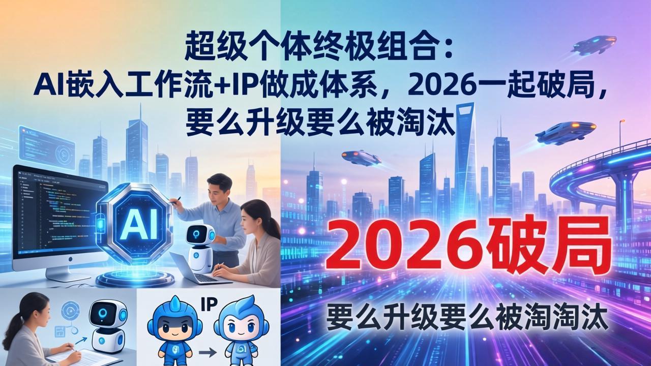 超级个体终极组合：AI嵌入工作流+IP做成体系，2026一起破局，要么升级要么被淘汰-月亮湾网创资源站