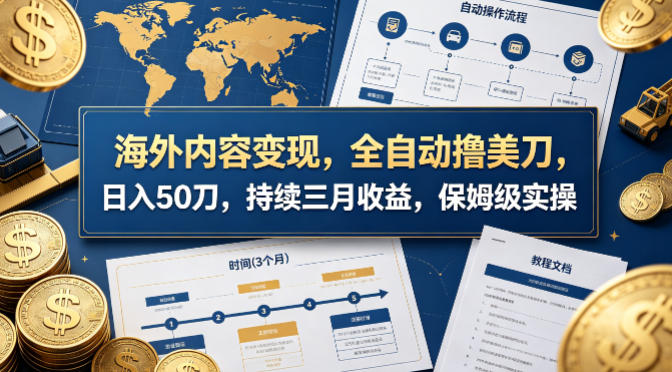 海外内容变现，全自动撸美刀，日入50刀，持续三月收益，保姆级实操【揭秘】-月亮湾网创资源站