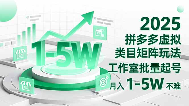 2025 拼多多虚拟类目矩阵玩法，工作室批量起号，月入 1-5W 不难-月亮湾网创资源站