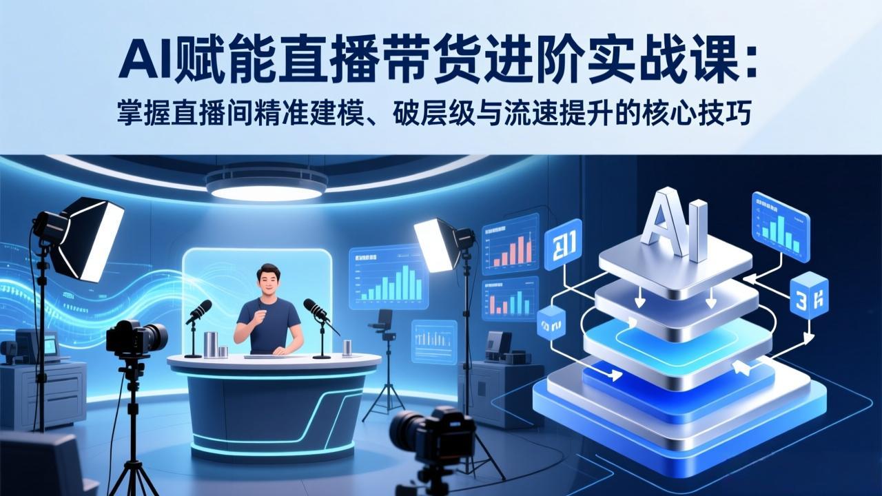 AI赋能直播带货进阶实战课：掌握直播间精准建模、破层级与流速提升的核心技巧-月亮湾网创资源站