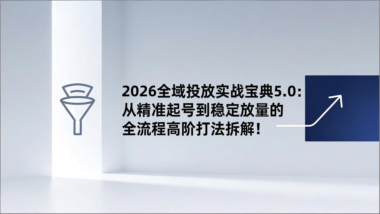 2026全域投放实战宝典5.0：从精准起号到稳定放量的全流程高阶打法拆解！-月亮湾网创资源站