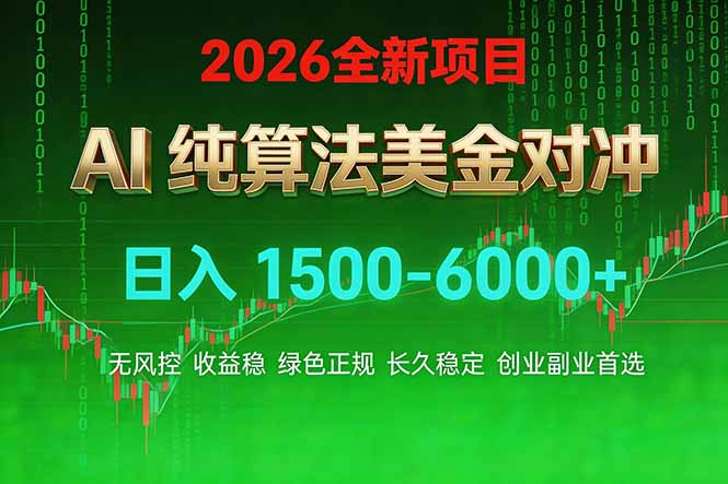 2026 全新美金对冲项目，不套平台赠金，不封号，纯算法对冲，日入 1500-6000+-月亮湾网创资源站