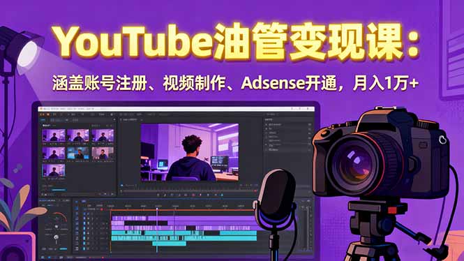 2025YouTube油管变现课：涵盖账号注册、视频制作、Adsense开通，月入1万+-月亮湾网创资源站