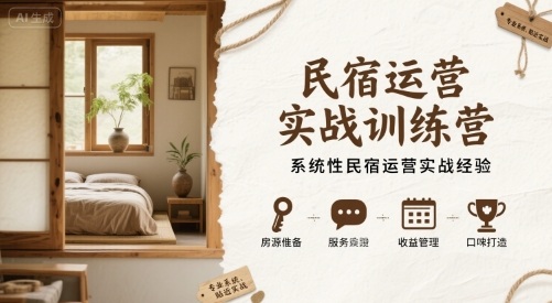 民宿运营实战训练营，系统性民宿运营实战经验-月亮湾网创资源站