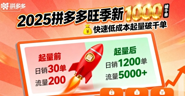 2025拼多多旺季新老店铺——快速低成本起量破千单-月亮湾网创资源站