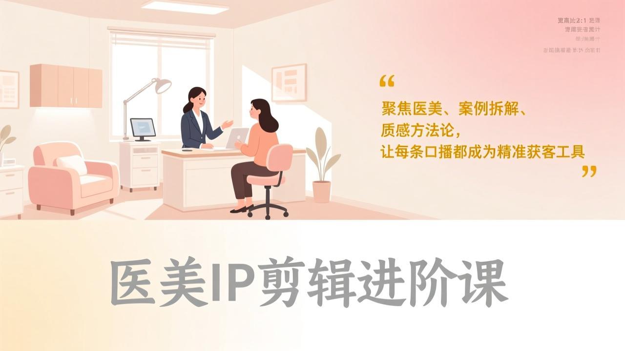 医美IP剪辑进阶课，聚焦医美、案例拆解、质感方法论，让每条口播都成为精准获客工具-月亮湾网创资源站