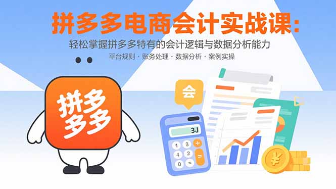 拼多多电商会计实战课：轻松掌握拼多多特有的会计逻辑与数据分析能力-月亮湾网创资源站