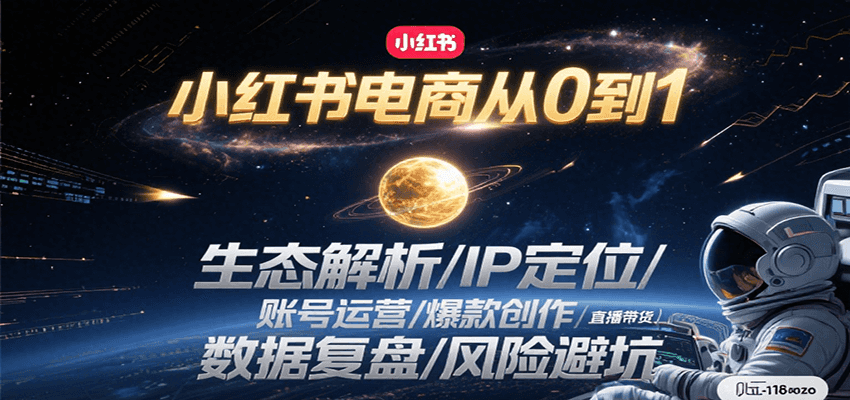 小红书电商从0到1：生态解析/IP定位/ 账号运营/爆款创作/直播带货/数据复盘/风险避坑-月亮湾网创资源站
