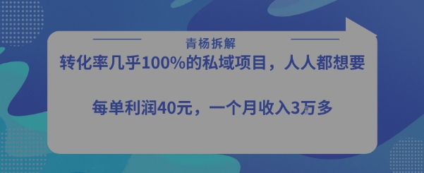 转化率最高的私域项目，每单利润40-50米，月入过1w-月亮湾网创资源站