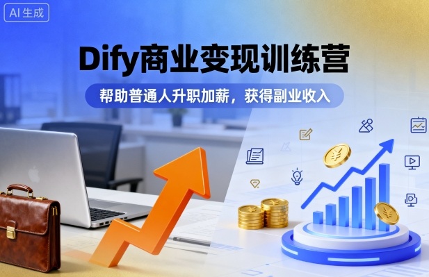 Dify商业变现训练营，帮助普通人升职加薪，获得副业收入-月亮湾网创资源站