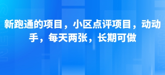 新跑通的项目，小区点评项目，动动手，每天两张，长期可做-月亮湾网创资源站