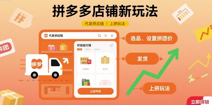 拼多多店铺新玩法，代发供应链上拼玩法-月亮湾网创资源站