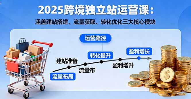 2025跨境独立站运营课：涵盖建站搭建、流量获取、转化优化三大核心模块-月亮湾网创资源站
