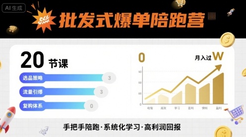 批发式爆单陪跑营，20节课带你实现批发式爆单，带你经松月入过W-月亮湾网创资源站