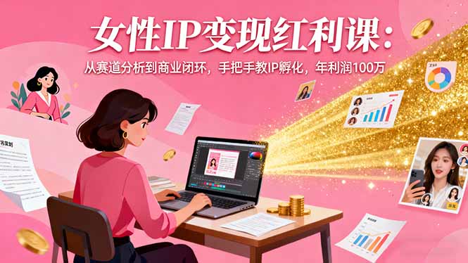 女性IP变现红利课：从赛道分析到商业闭环，手把手教IP孵化，年利润100万-月亮湾网创资源站