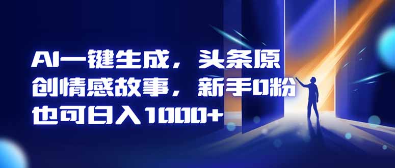 AI一键生成，头条原创情感故事，新手0粉也可日入1000+-月亮湾网创资源站