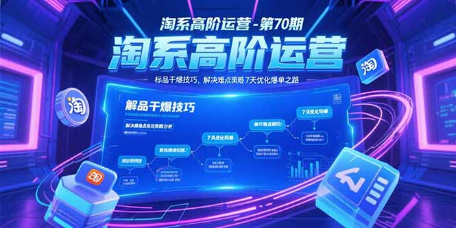 淘系高阶运营-第70期，标品干爆技巧，解决难点策略，大佬操盘方法-月亮湾网创资源站