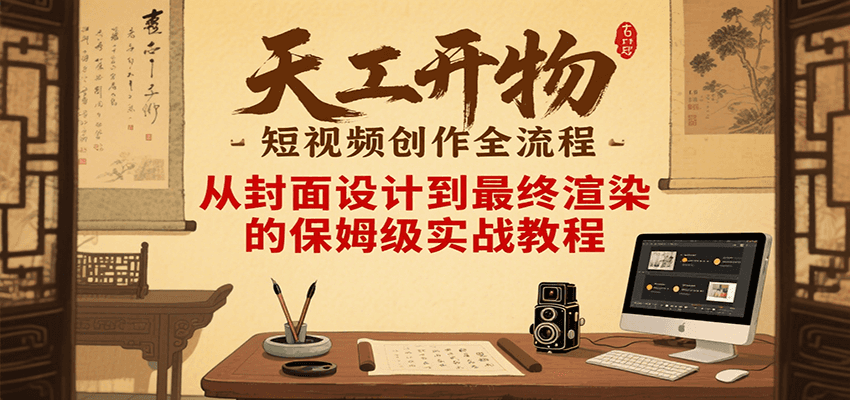 天工开物短视频创作全流程，从封面设计到最终渲染的保姆级实战教程-月亮湾网创资源站