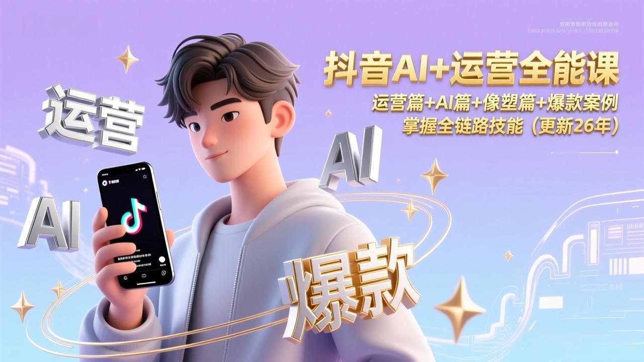 抖音AI+运营全能课，运营篇+AI篇+像塑篇+爆款案例，掌握全链路技能(更新26年-月亮湾网创资源站