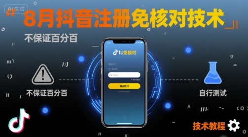 8月抖音注册免核对技术，不保证百分百，自测-月亮湾网创资源站