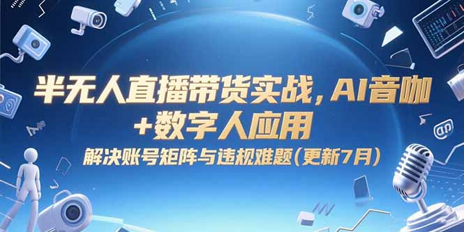 半无人直播带货实战，AI音咖+数字人应用 解决账号矩阵与违规难题(更新7月-月亮湾网创资源站