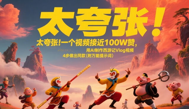 太夸张！一个视频接近100W赞，用AI制作西游记Vlog视频，全流程拆解来了(附万能提示词)-月亮湾网创资源站