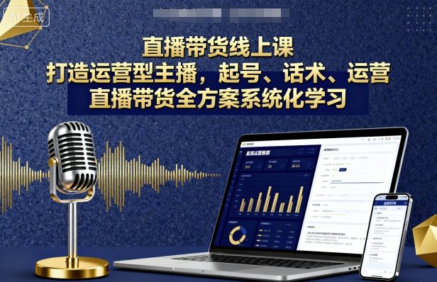 直播带货线上课，打造运营型主播，起号、话术、运营，直播带货全方案系统化学习-月亮湾网创资源站