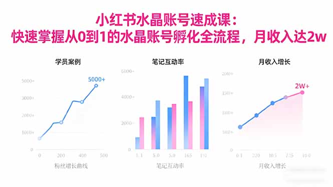 2025小红书水晶账号速成课：快速掌握从0-1水晶账号孵化全流程，月收入达2w-月亮湾网创资源站