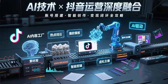 AI技术与抖音运营的深度融合应用：涵盖账号搭建、内容创作、收益变现等-月亮湾网创资源站