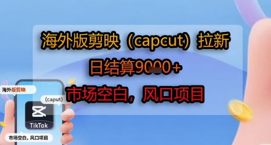 海外版剪映(capcut)拉新，日结算1k+，市场空白，风口项目-月亮湾网创资源站
