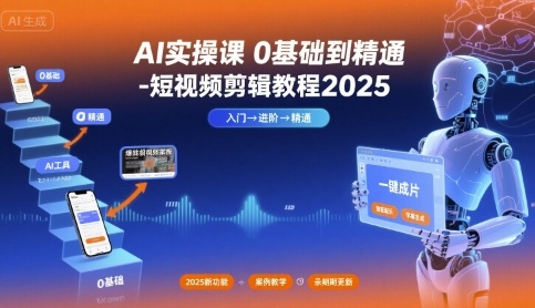 AI实操课0基础到精通-短视频剪辑教程2025-月亮湾网创资源站