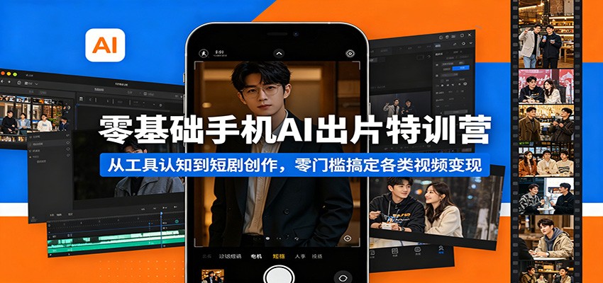 零基础手机AI出片特训营：从工具认知到短剧创作，零门槛搞定各类视频变现-月亮湾网创资源站