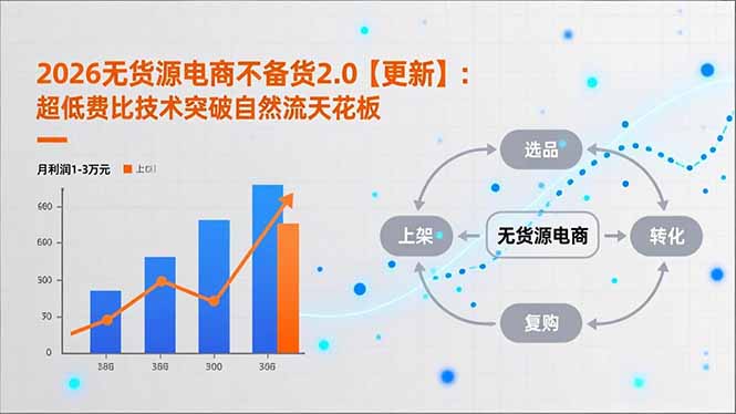 2026无货源电商不备货2.0【更新-3月】：超低费比技术突破自然流天花板，单店月利润1-3万元-月亮湾网创资源站