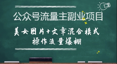 公众号流量主副业项目，美女图片+文章混合模式操作流量爆棚-月亮湾网创资源站