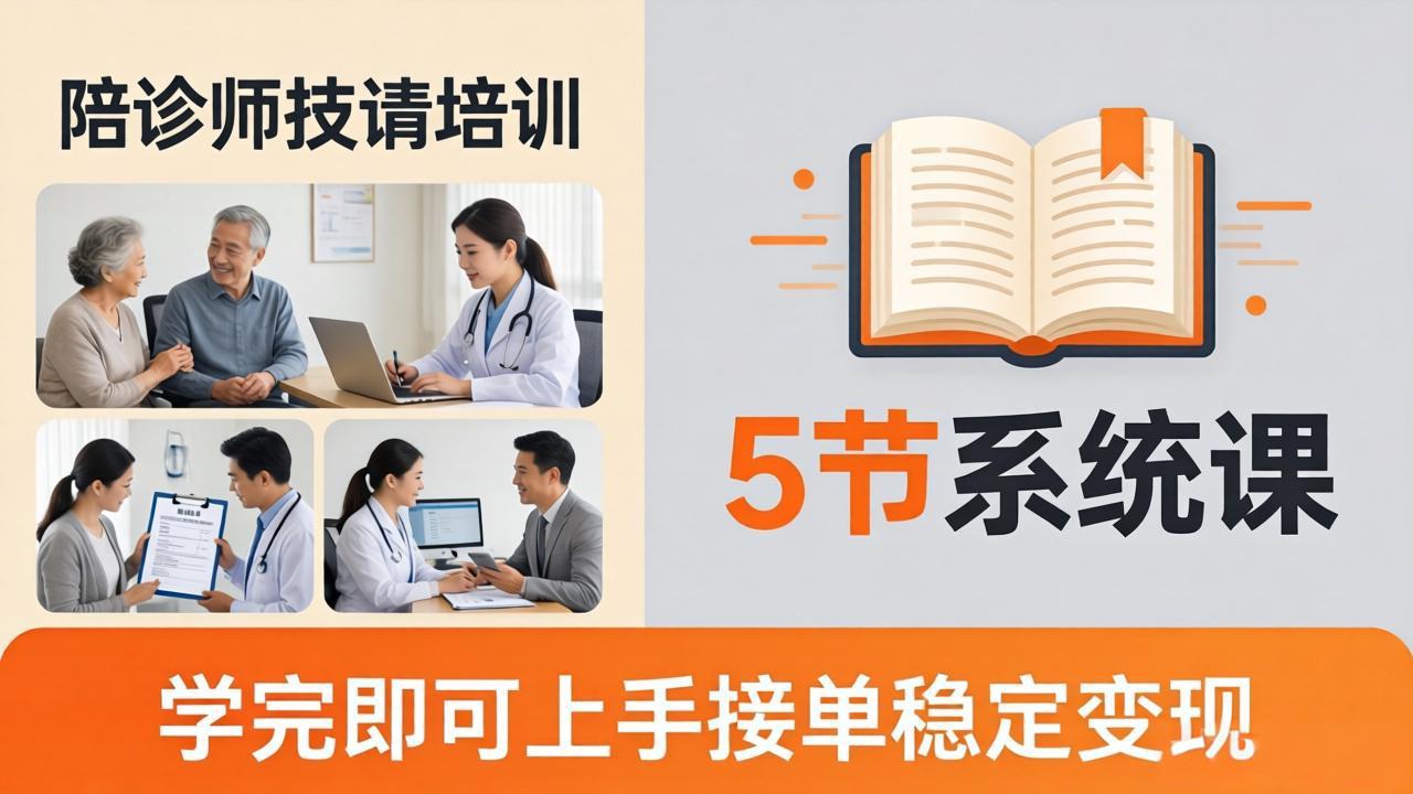 想做陪诊师不知从何下手？5节系统课教你掌握核心技能，学完即可上手接单稳定变现-月亮湾网创资源站