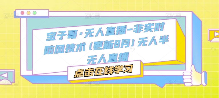 宝子哥·无人直播-非实时防风技术(更新25年7月)无人半无人直播-月亮湾网创资源站