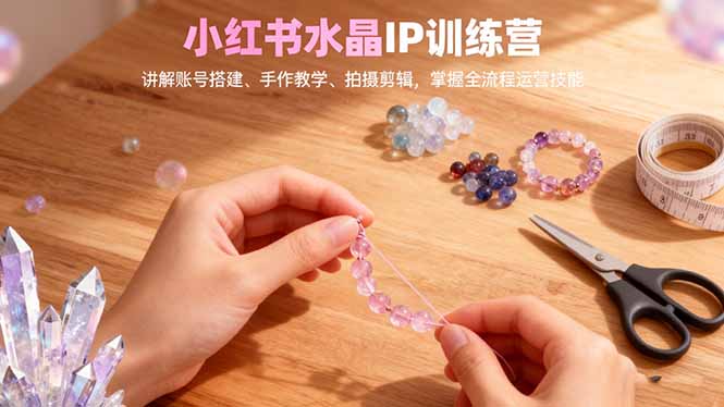 小红书水晶IP训练营，讲解账号搭建、手作教学、拍摄剪辑，全流程运营技能-月亮湾网创资源站