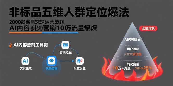非标品五维人群定位法，2000款滚雪球运营策略，AI内容营销10万流量引爆-月亮湾网创资源站