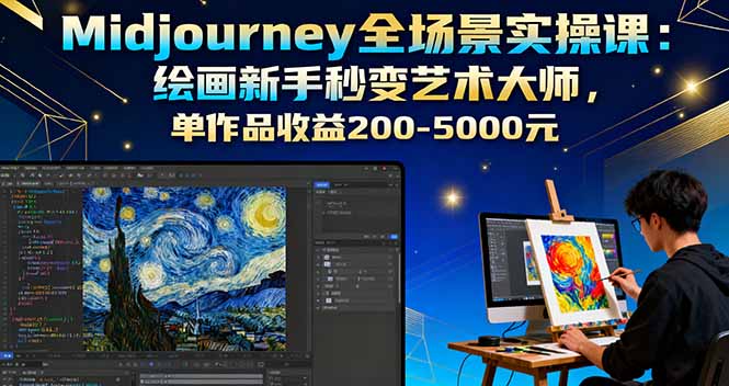 Midjourney全场景实操课：绘画新手秒变艺术大师，单作品收益200-5000元-月亮湾网创资源站