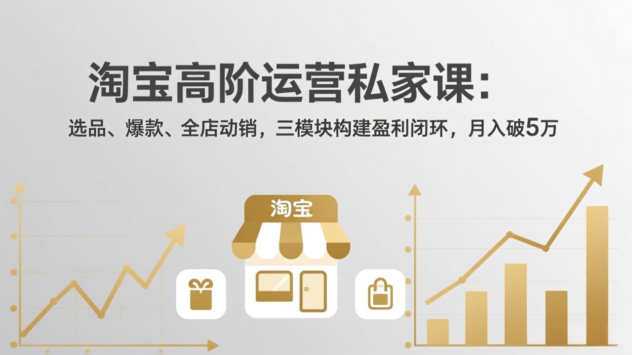 淘宝高阶运营私家课：选品、爆款、全店动销，三模块构建盈利闭环，月入破5万(更新26年2月-月亮湾网创资源站